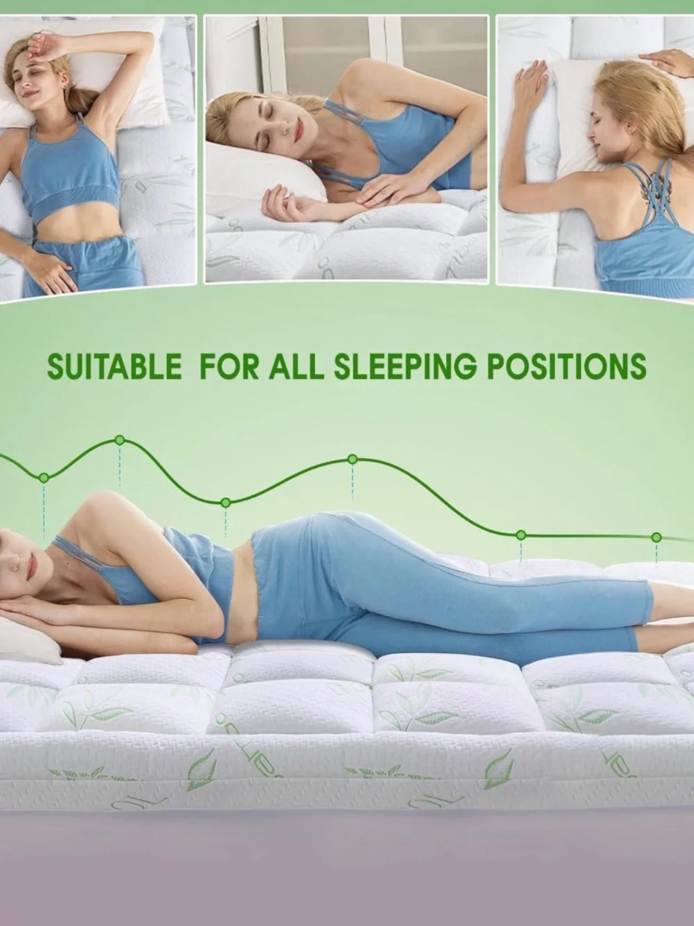 Cooling White Mattress Topper Protector - Quilted Comfort